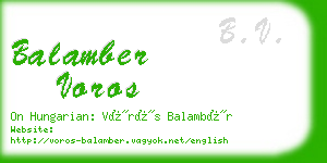 balamber voros business card